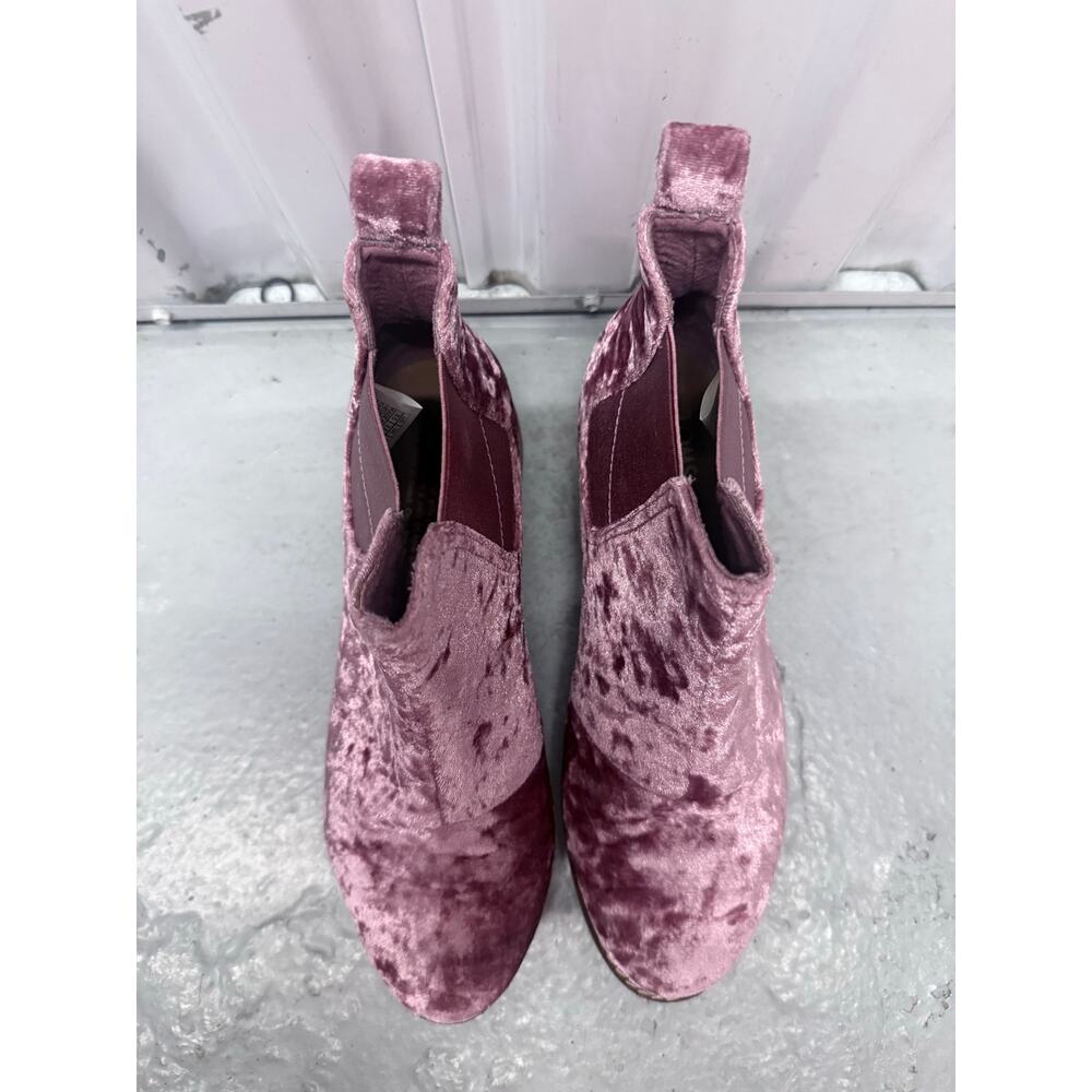 TOMS crushed velvet Ella chelsea pink mauve soft spring pull on booties boots - Picture 5 of 11